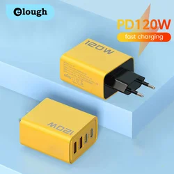 Elough 120W Double USB + Type C Phone Charger PD Quick Charging USB Type C Charger Adapter For Iphone Huawei Xiaomi