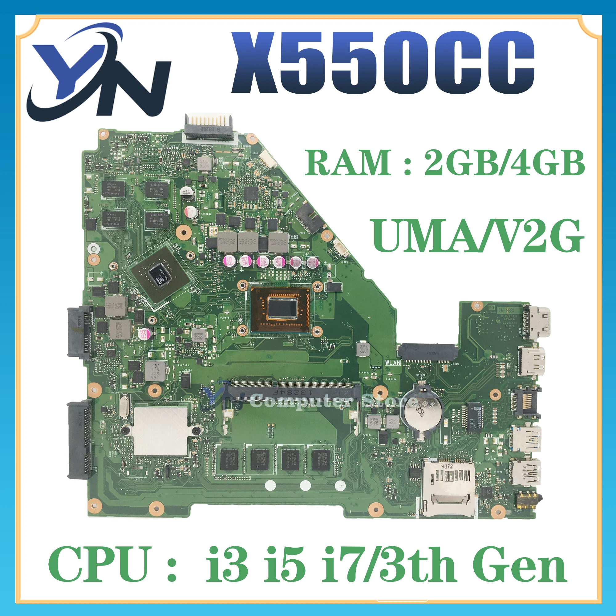 X550CC X550VC Motherboard 2G/4G RAM 1007U I3 I5 I7 CPU GT720M GPU For Asus Y581C X552C X550C X550CL A550C K550C Laotop Mainboard