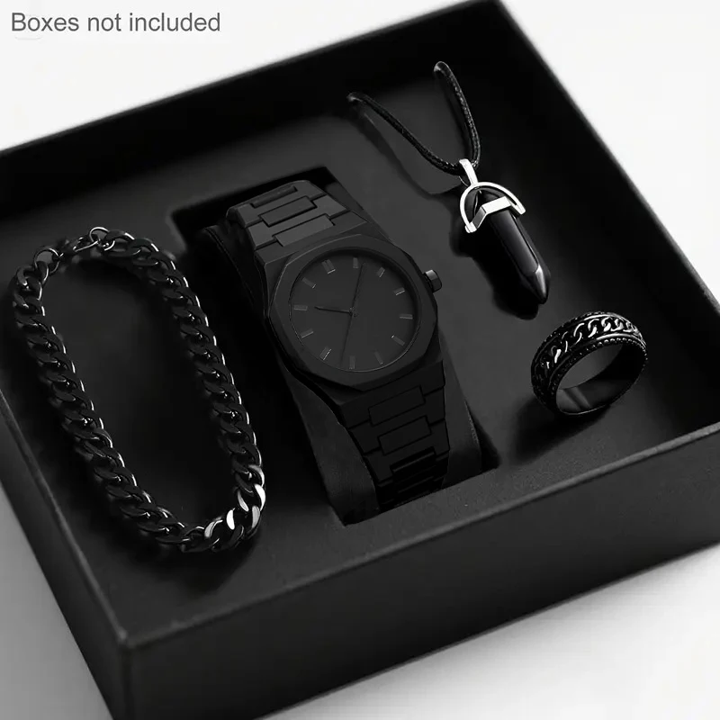 4Pcs Retro Men's Watch Set, Daily Versatile, Nice Gift For Valentine's Day, Christmas, Graduation Season, Thanksgiving Day
