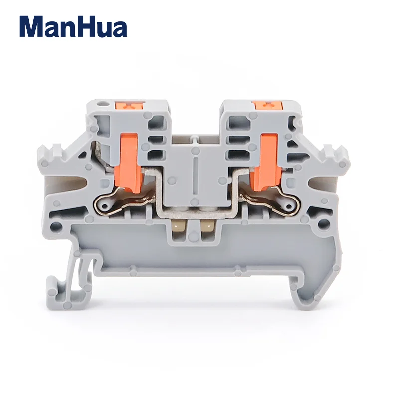 ManHua 10Pcs PTV 2.5 DIN Rail Terminal Block Side-Entry Push-in Connection 2.5mm² 12 AWG Cable Wiring Electrical Wire Connector