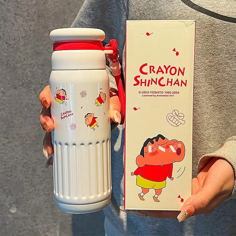 530Ml Anime Thermos Cup Crayon Shinchan Kawaii Girl Portable Large Capacity Water Cup Cartoon Student Sippy Cup Couple Gift