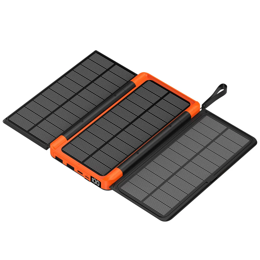 Outdoor Solar Charger Foldable Power Bank Portable External Battery Pack Camping Hiking Gear Travel Emergency Power Supply