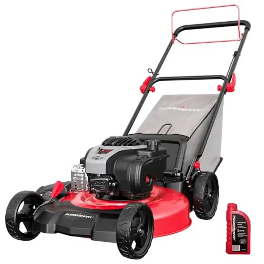 

Gas-Powered Lawn Mower 21" 140cc Self-Propelled 6-Position Height Adjustment 3-in-1 Mulching Side Discharge Rear Bagging Easy