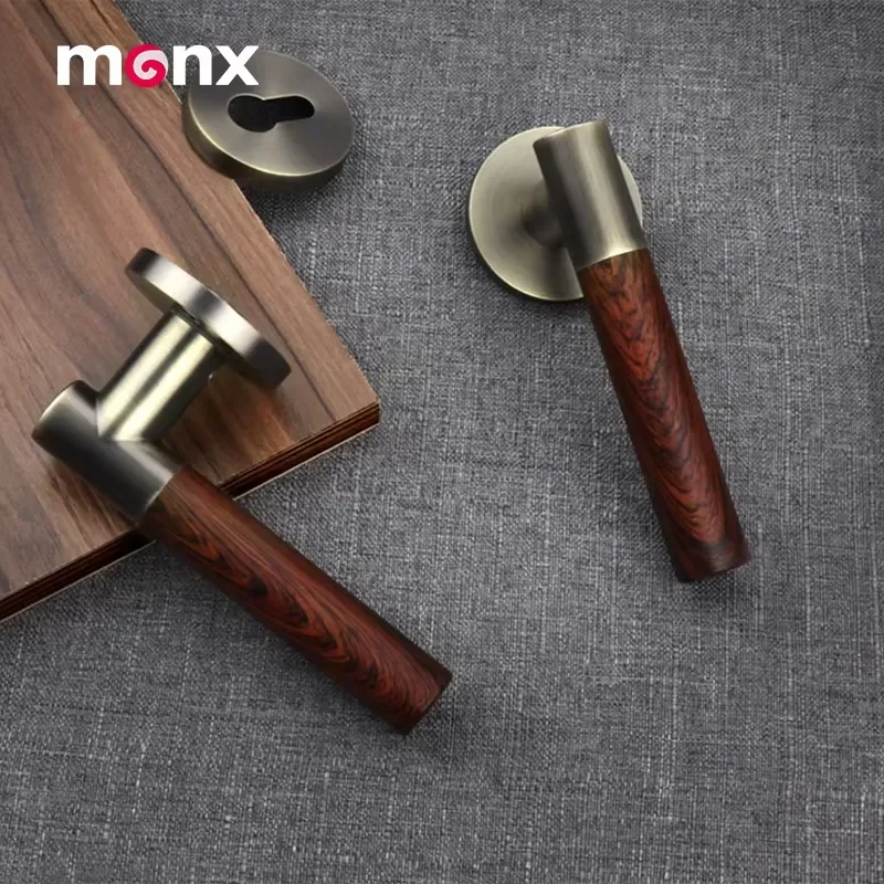 Silent Zinc Alloy Door Lock Modern Wood Grain Split Design Durable Hardware for Bedroom Home Furniture Interior Room Security
