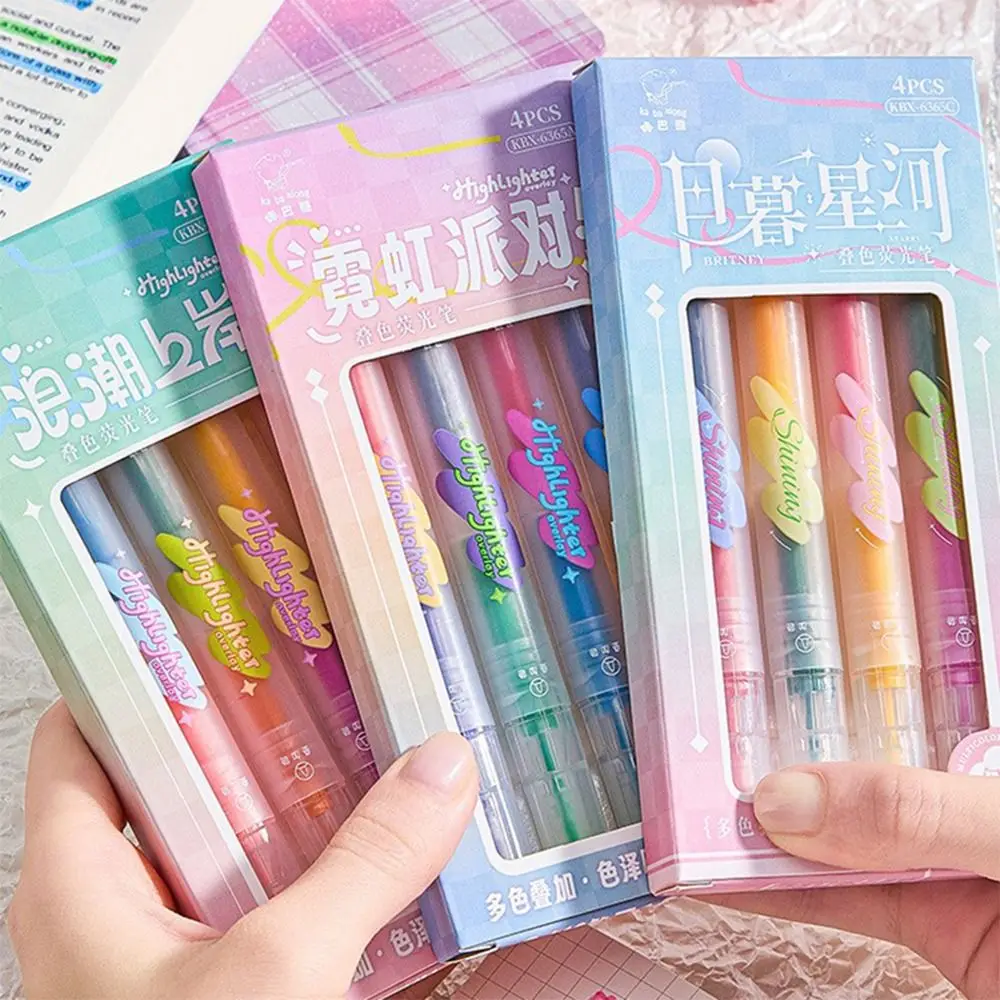 

4PCS/Set Double-ended Highlighter Pen DIY Scrapbook Painting Color Stackable Fluorescent Pen Writing Drawing Art Marker Pens