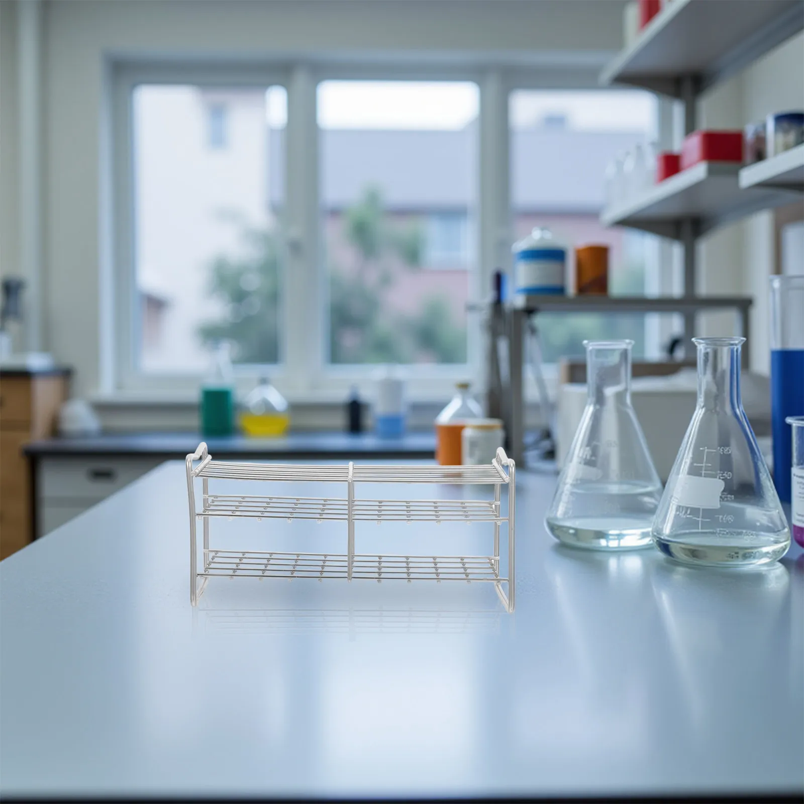 Stainless Steel Test Tube Rack 40 Holes Stable Lab Specimen Tube Holder Drying Organizer Centrifuge Sample Vial Holder