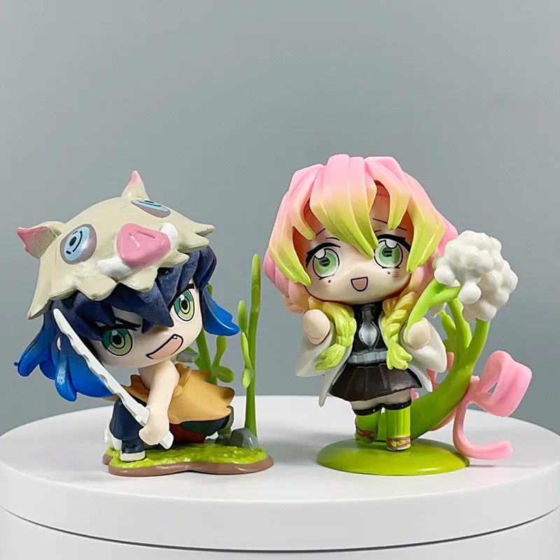 Anime Demon Slayer Birth Flower Series Q-version kawaii Action Figure PVC model Statue Toys Car ornaments Desk Decor Gifts