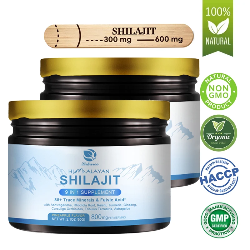 

LUKAREE 8 in1 Shilajit Original Shilajits Resin with 85+ Trace Minerals,Fulvic Acid Ashwagandha Ginseng and Reishi Extracts