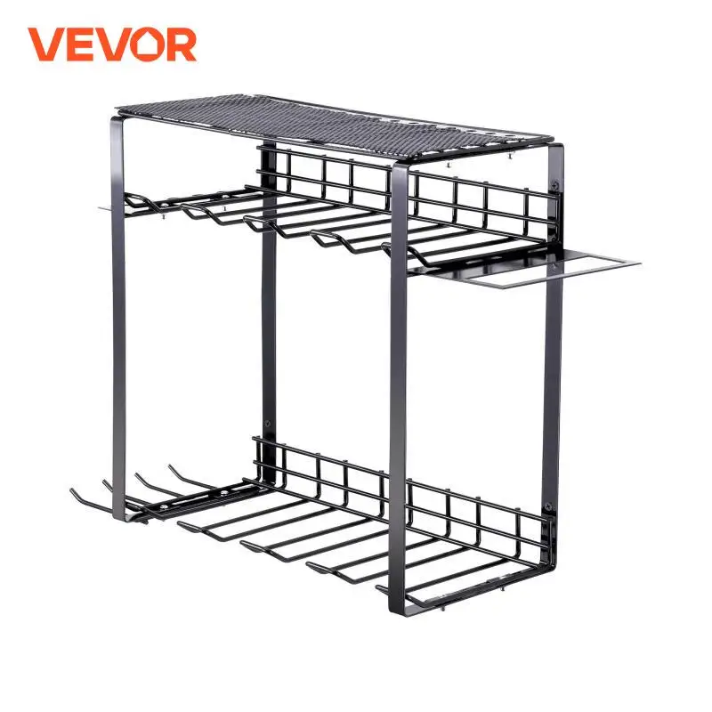 VEVOR 4/5/7/8 Slot 2/3 Layers Garage Power Tool Organizer Drill Holder Wall Mount Storage Rack Metal Shelf for Screwdriver Plier