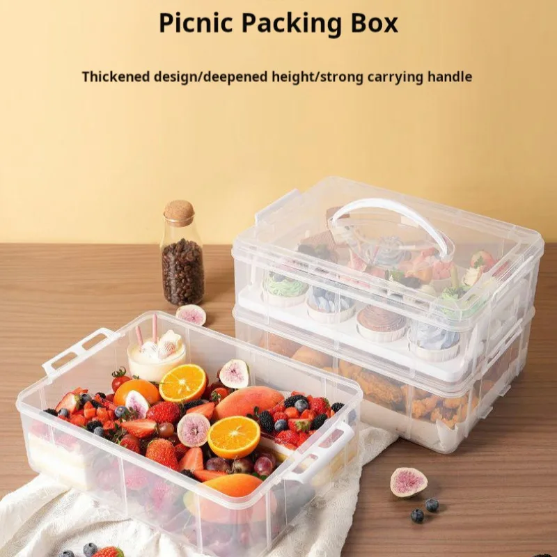 Outdoor Camping Cake Boxes Packing Boxes Portable Plastic Boxes Dessert Bento Boxes Picnic Boxes Afternoon Tea Boxes