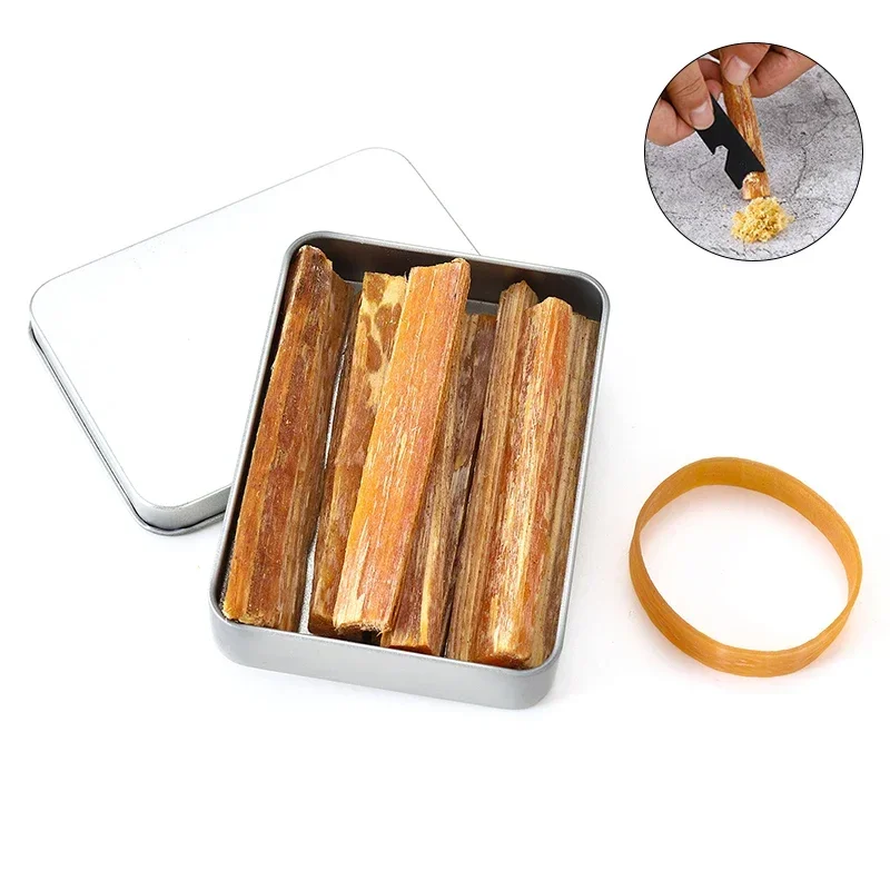 Magnesium Rod Outdoor Camping Fire Starter Kit with Pine Kindling Portable Iron Box Survival Ignition Tool view 2