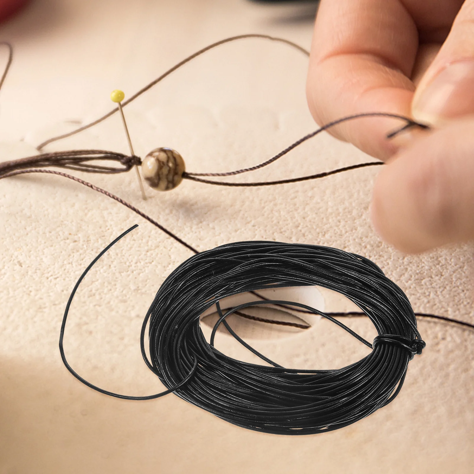 

Cowhide Rope Manual Accessories Durable 1mm Handmade DIY Materials for Necklace Earrings Rope Cowhide Cord Black