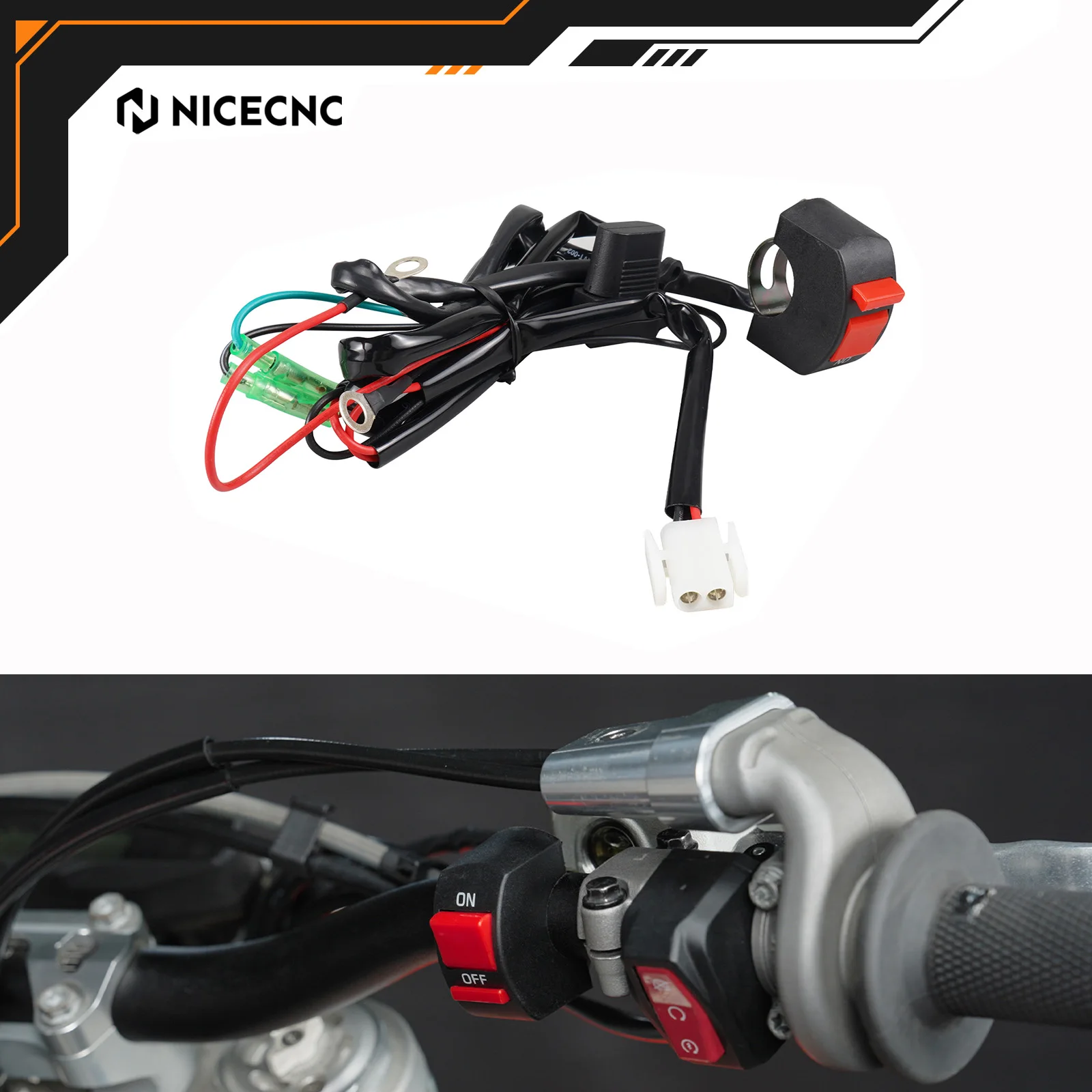 

For KTM SXF250 SX250 XC300 XC SX XCF SXF 125 250 300 350 450 2017-2025 Motorcycle Fan Cable with Switch Kit NICECNC Accessories