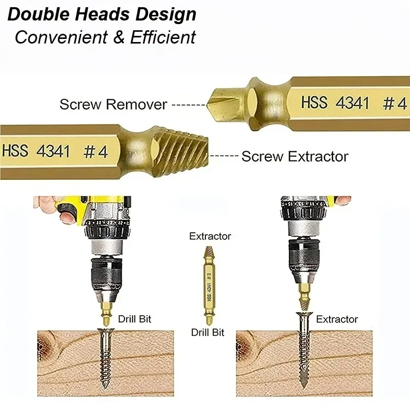 Damaged Stripped Broken Screw Extractor Set HSS Drill Bit Remover Kit Easy Quick Demolition Power Tools