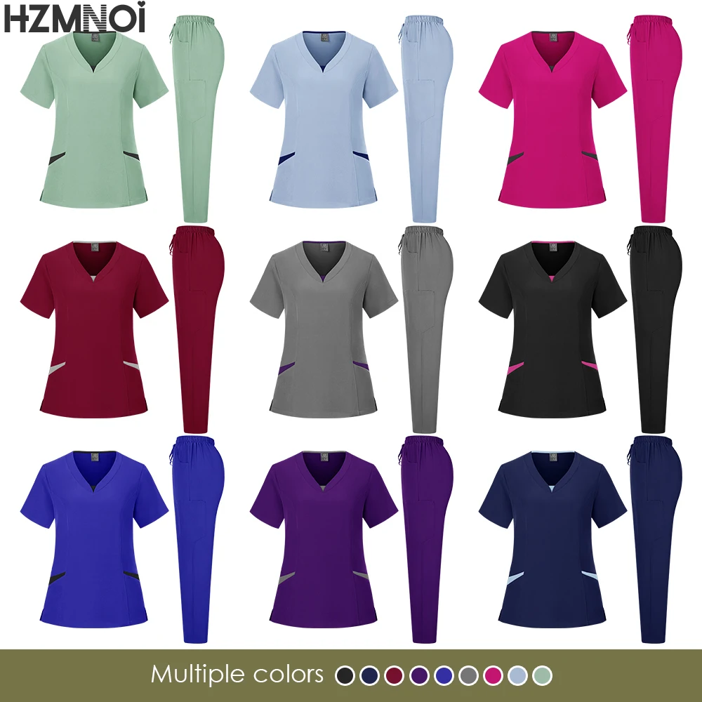 Multi Colored Short Sleeved Straight Leg Pants Uniform Set Confinement Center Nursing Doctor Nurse Work Clothes Jogging Clothes