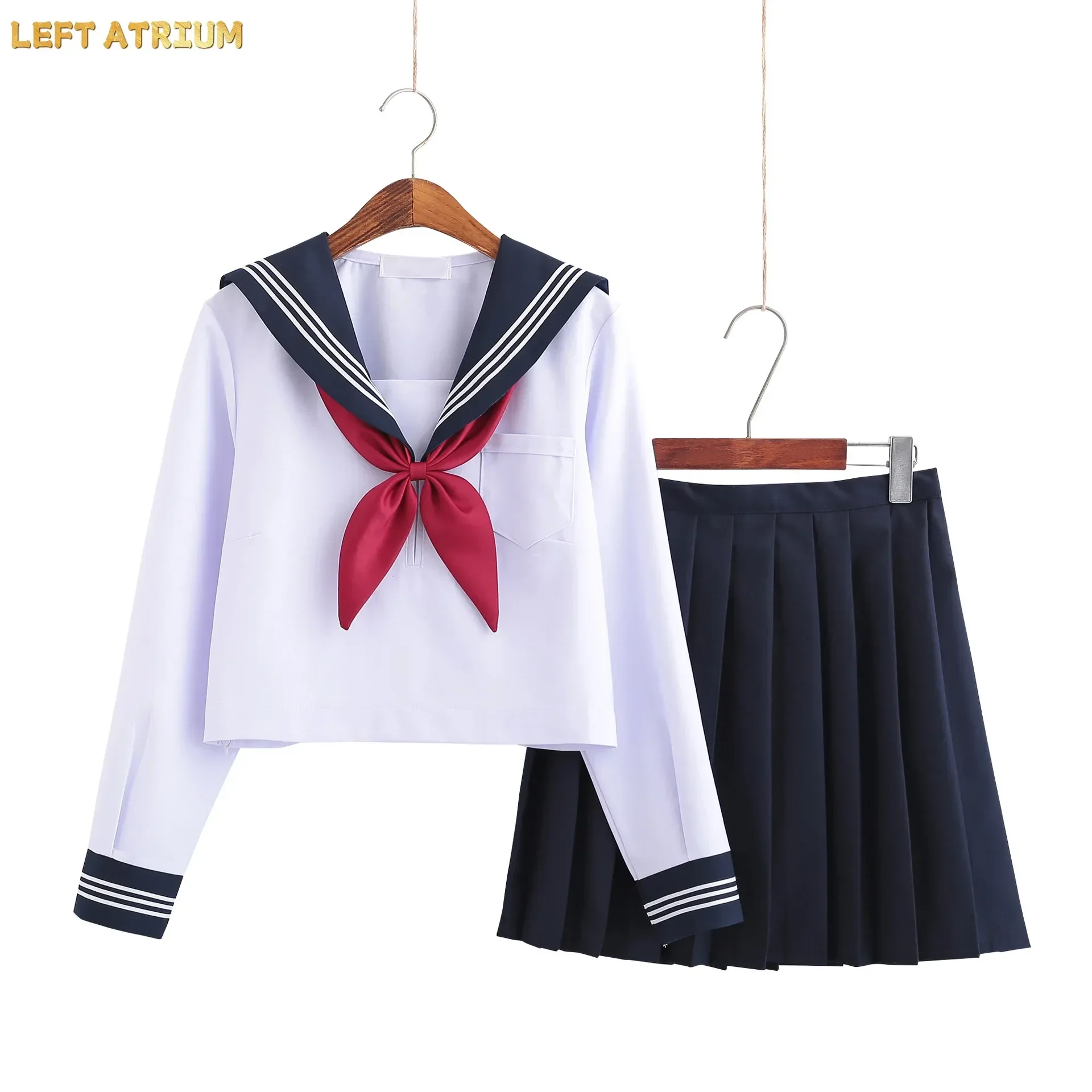 白い女子高生制服日本クラス海軍セーラー制服学生服女の子のためのアニメコスプレセーラースーツ