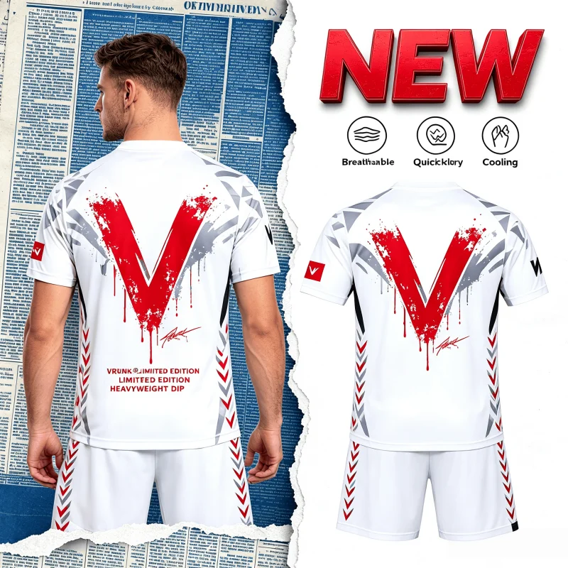 VRK Scar Face 3D Set Quick-Dry T-Shirt Men’s Sports Set Breathable Mesh Thin Gym Clothes Running Short Sleeve and Shorts Summer