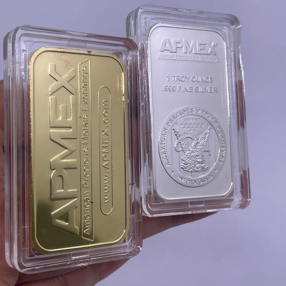 1/5/10/50/100 Pcs APMEX 1oz Silver Iron Bar Gold Bar 1 Troy Ounce America Silver Bullion Commemorative Metal Coin
