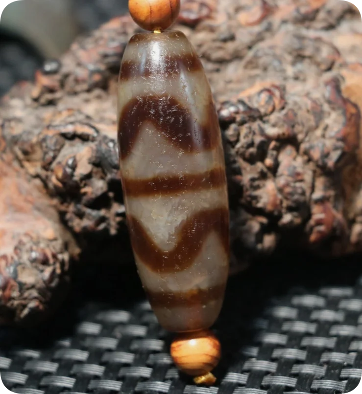 Ultra Energy Tibetan Old Agate Double Tiger Tooth Big dZi Bead Pendant Totem UP