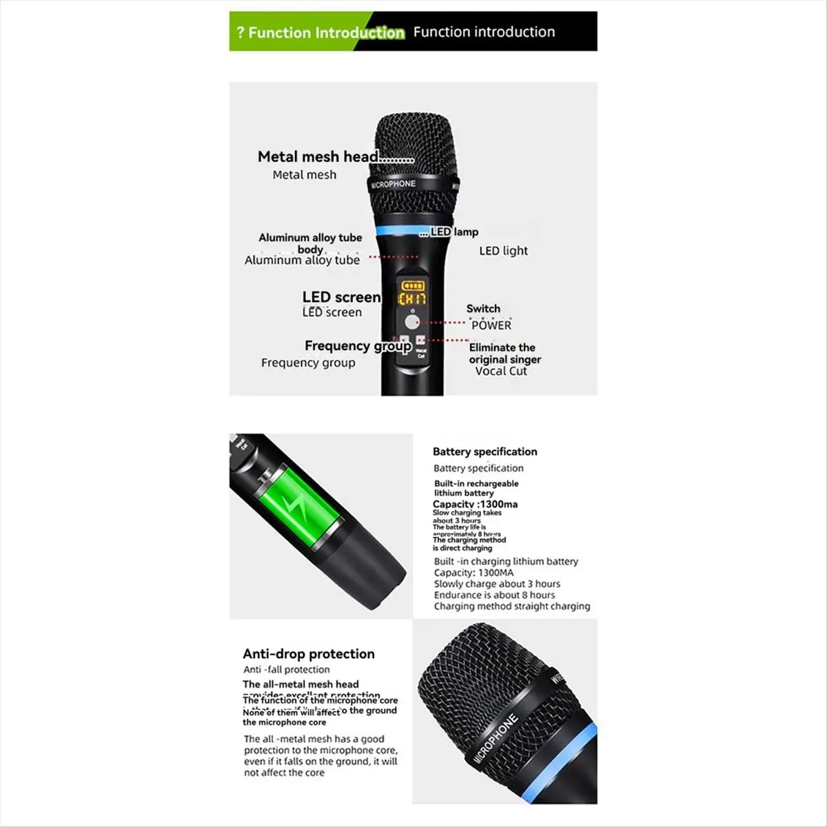 【ELEVATE LIFE】M50 Wireless Microphone Anti-Whistling Reverb Anti-Whistling Reverb Bluetooth Microphone Singing Home Entertainmen