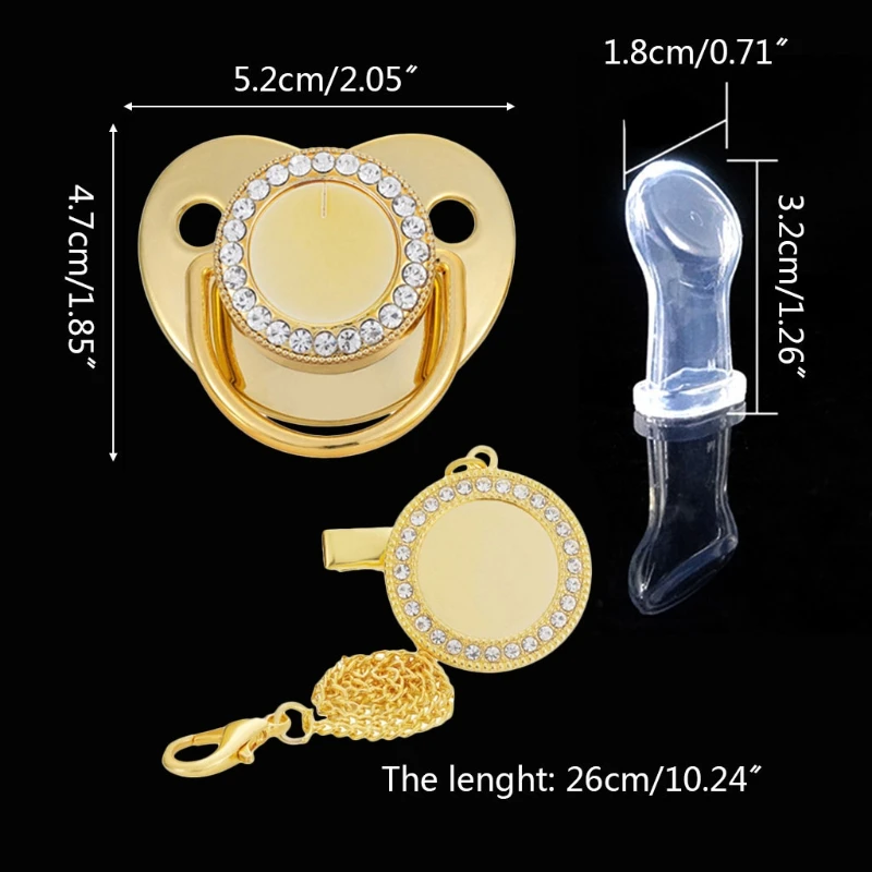 Heat Sublimation Baby Pacifier with Chain Clip for rhinestone Silicone Nipple So