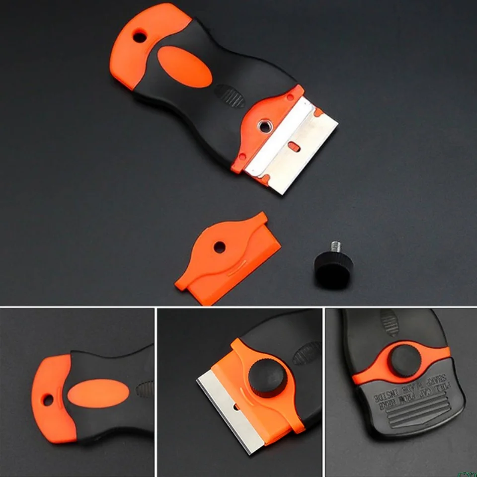Auto Glass Cleaning Scraper Tool for Car Windows Stickers Non Scratch Scraper with Metal+Plastic Blades Oven Hob Scraper