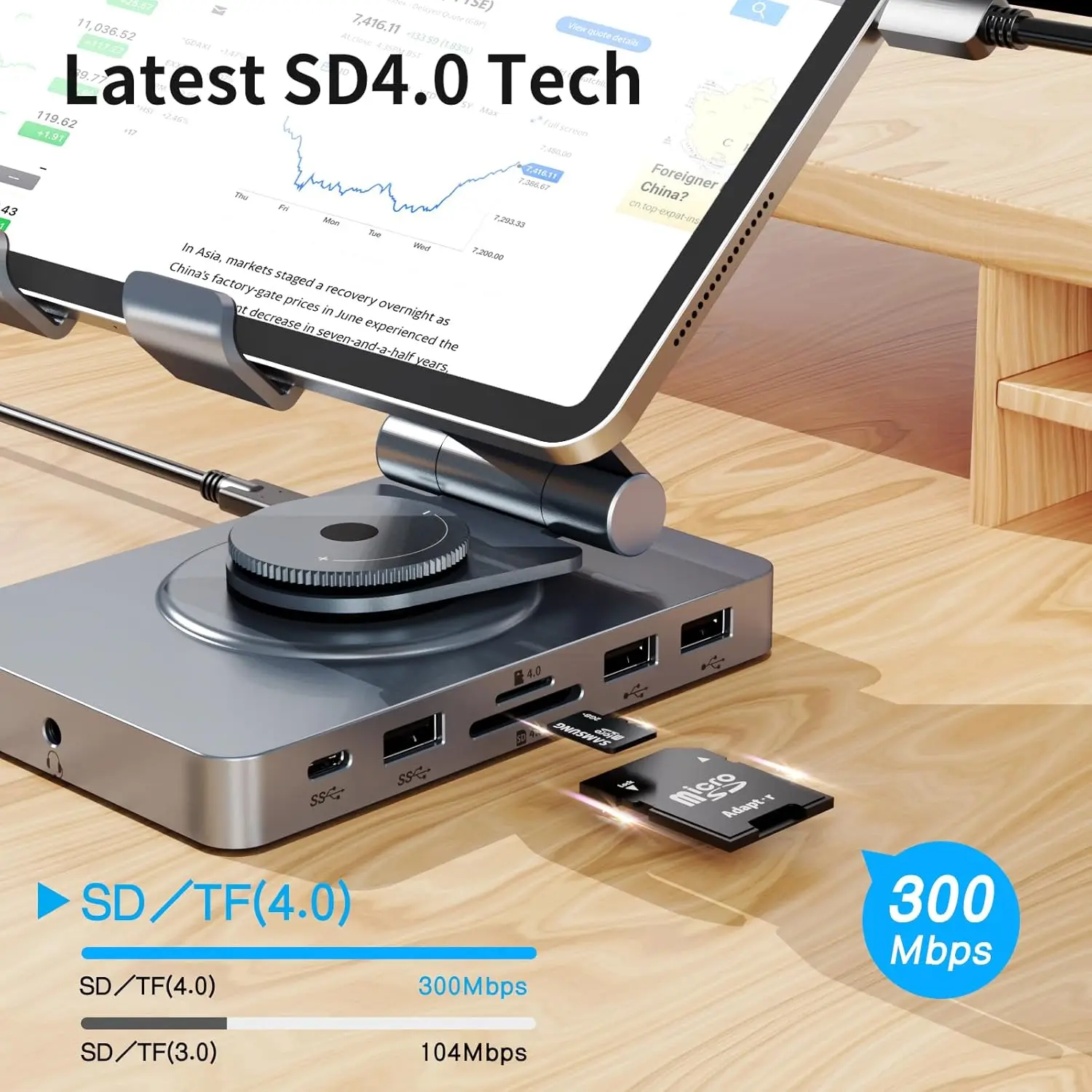 Estación de acoplamiento USB C 11 en 1 para iPad, tableta, Steam Deck con HDMI 4K, lector SD, adaptador de 65W