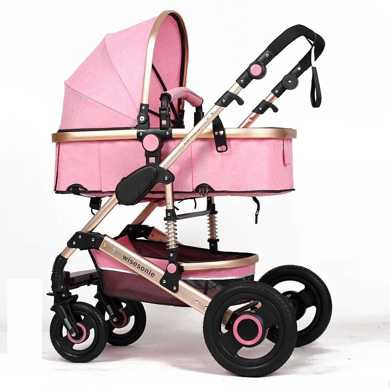 Light-Weight Flax Series Stroller With Zipper Dismounting Awning/Pink Baby Trolley Baby Supplies & Products