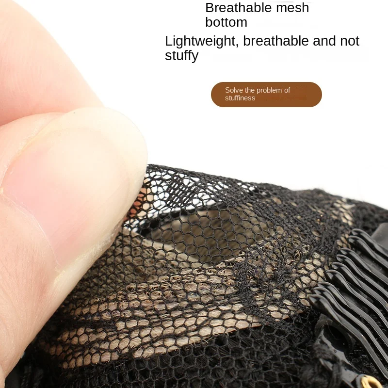 حرير علوي دائري شعر بشري للنساء ، 3 مقاطع ، مستقيم ، قطع شعر ، زيادة الحجم ، تنفس ، 9x9cm