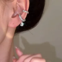 Boucles d'oreilles à Clip en perles de zircone pour femmes, couleur argent, manchette d'oreille géométrique sans Piercing, bijoux cadeaux pour filles 5