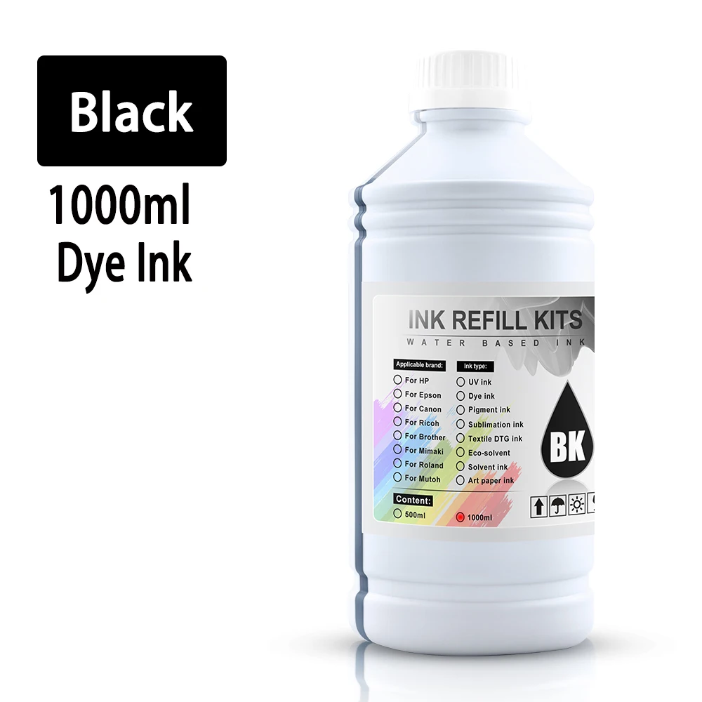 1000ml Dye Ink For Epson R330 I3200 L210 L392 L800 L805 L1300 L1800 P50 XP320 PX660 PX700W 1390 1400 1410 1500W Printer Ink