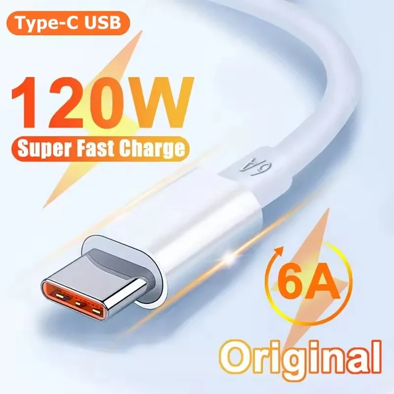 120W 6A Original Type C USB Fast Charging Cable For Xiaomi 12 13 14T 15 17 Redmi Note 11 12 13 14 Pro POCO OPPO Phone With Box