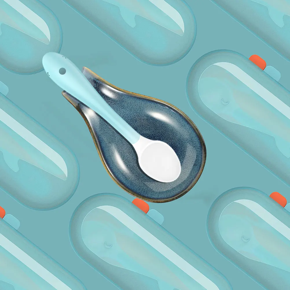 

2Pcs Ceramic Spoon Rest Delicate Design for Kitchen Counter Cooking Spatula Holder Tabletop Decor Utensil Rest