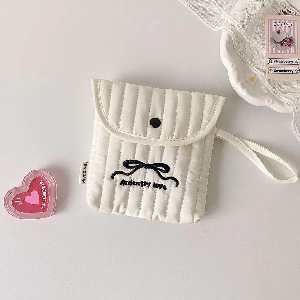 大容量刺繍チェリー化粧品バッグ月経タオル収納綿布弓化粧バッグちょう結び財布