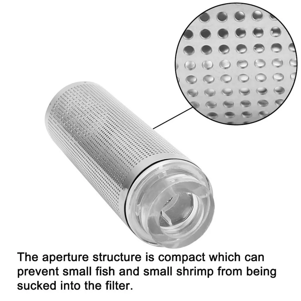 Stainless Steel Aquarium Filter Guard Intake Strainer Mesh Net Fish Tank Intake Strainer Silver Aquarium Inlet Mesh