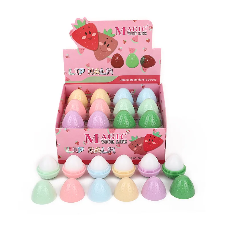 24Pcs Strawberry Peach Tomato Fruit Lip Balm Natural Formula Hydrating Repair Clear Lip Balm Moisturizing For Girls Lips Care