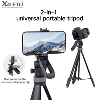 XILETU Portable Tripod Camera Holder Tripod For Phone Hydraulic Panoramic Head Lightweight Tripod With Floding Phone Clip