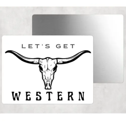 Lets Get Western Bull Skull Tin Sign Door Home Wall Decor Metal-Aluminum-tin sign