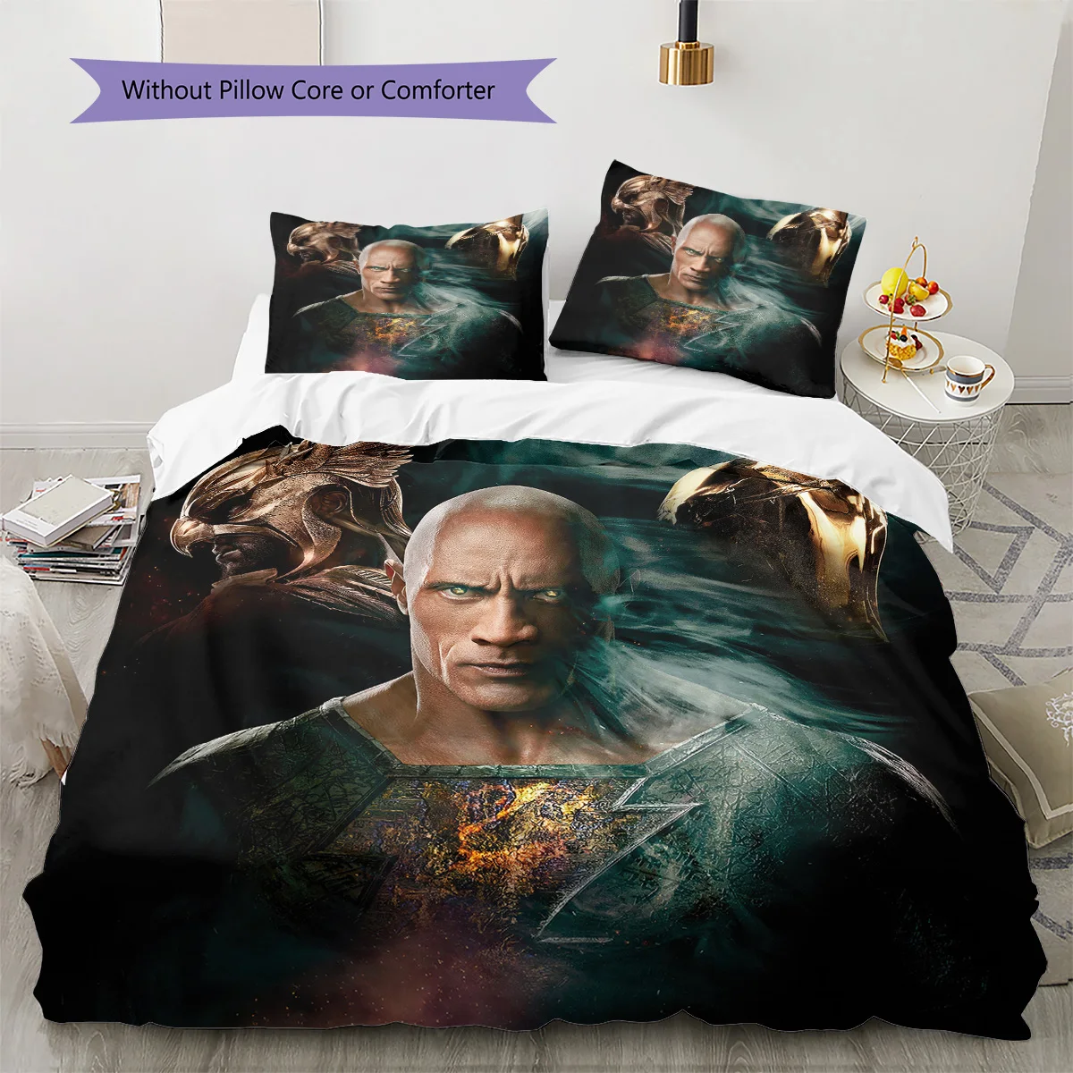 Black Adam Bettwäsche-Set, 1 Bettbezug & 2 Kissenbezüge, Geeignet für Schlafzimmer, Tolles Geschenk für DC-Fans