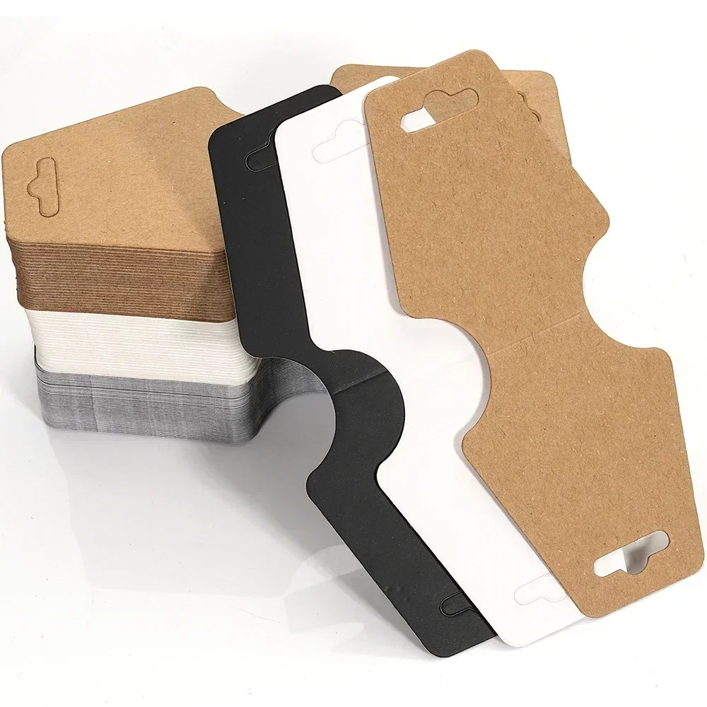 100pcs/lot 5x12cm Foldable Blank Kraft Paper Card for Necklace Bracelet Headband Hairband Display