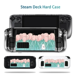Steam Deck Case Console Pastel Pink Tulip Bunny Cover Hard PC Protective  Anti-Scratch Non-Slip Black Shell Case Accessories