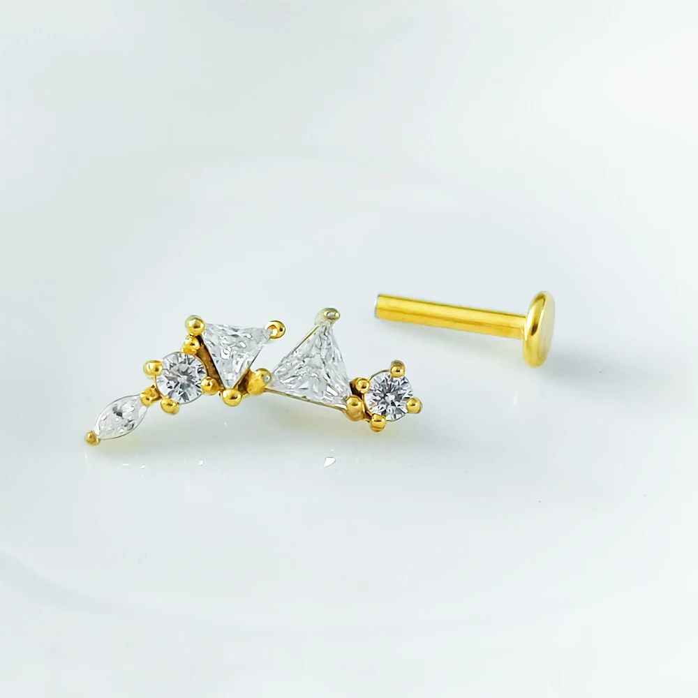 Leaf Helix Piercing Jewelry Forward Helix CZ Earring 100% 316L Stainlesss Steel Internally Threaded Tragus Stud