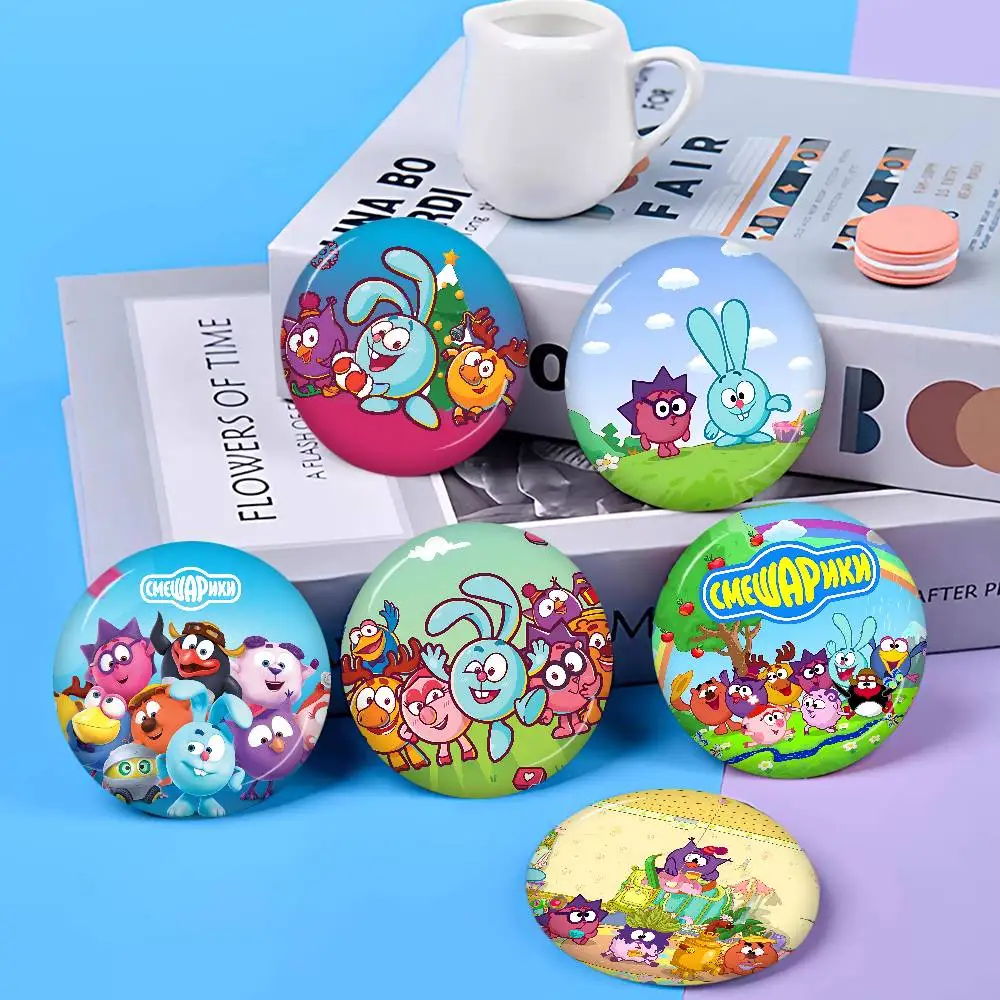 Popular S-Smeshariki Animation Round Button Pins Slogan Creative Brooches Backpack Clothes Decoration Fashion Cartoon Gifts