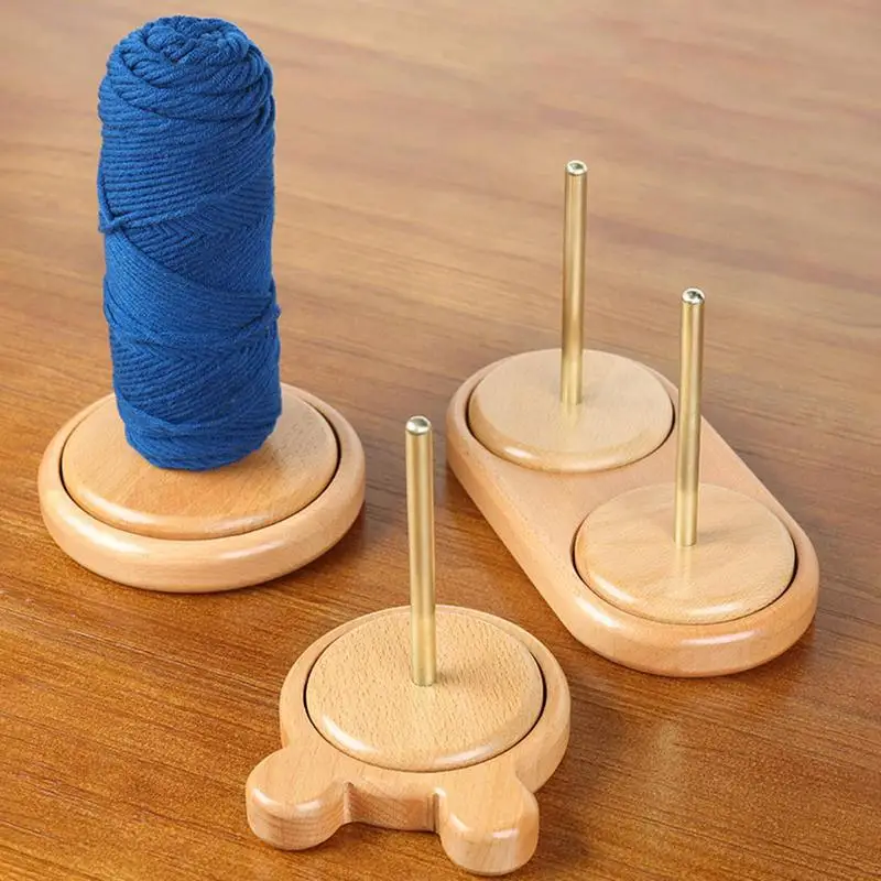 Knitting Yarn Holder Wooden Yarn Roller Crochet Tools Knitting Yarn Winder Rotation Axis for Smooth Weaving Crocheting Supplies