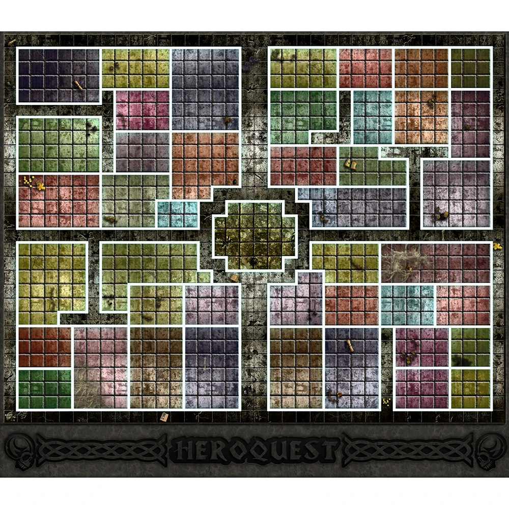 

Custom Big Playmat HeroQuest with Stitched Edges (Locked Edges Big Mousepad) Natural Rubber Board Games Pad 93X82CM