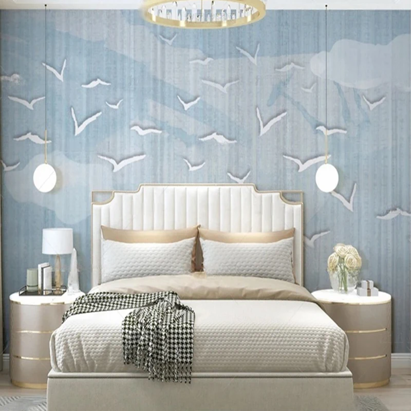 

MU8426 Wallpaper Cartoon Snow Mountain Balloon Scenery Mural Wall Cloth Study Children Boy Bedroom Backdrop Wall Decor 3D Fresco
