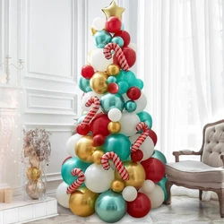 Inflatable Toys Christmas Tree Shaped Latex Balloon Combination Metal Color Red Green Christmas Decoration Balloons