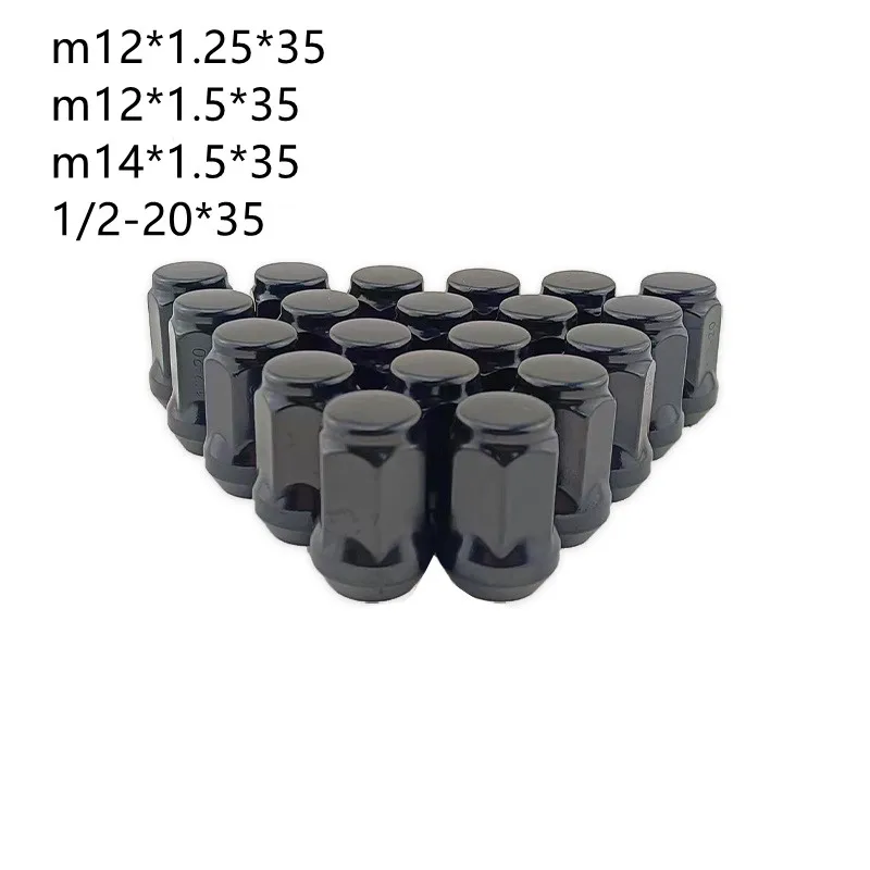 35mm Height Car Wheel Nut m14x1.5  m12x1.5  Lug Nuts Black  3/4