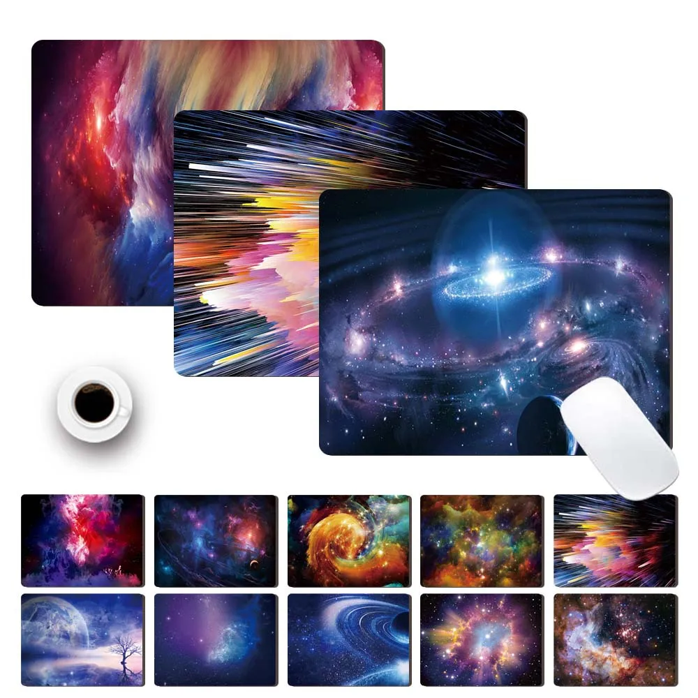 Non-Slip Gaming Desktop Mouse Pad Office Universal Comfortable Soft Mat Gaming Esports Mouse Pad Ideal Gifts Space Pattern