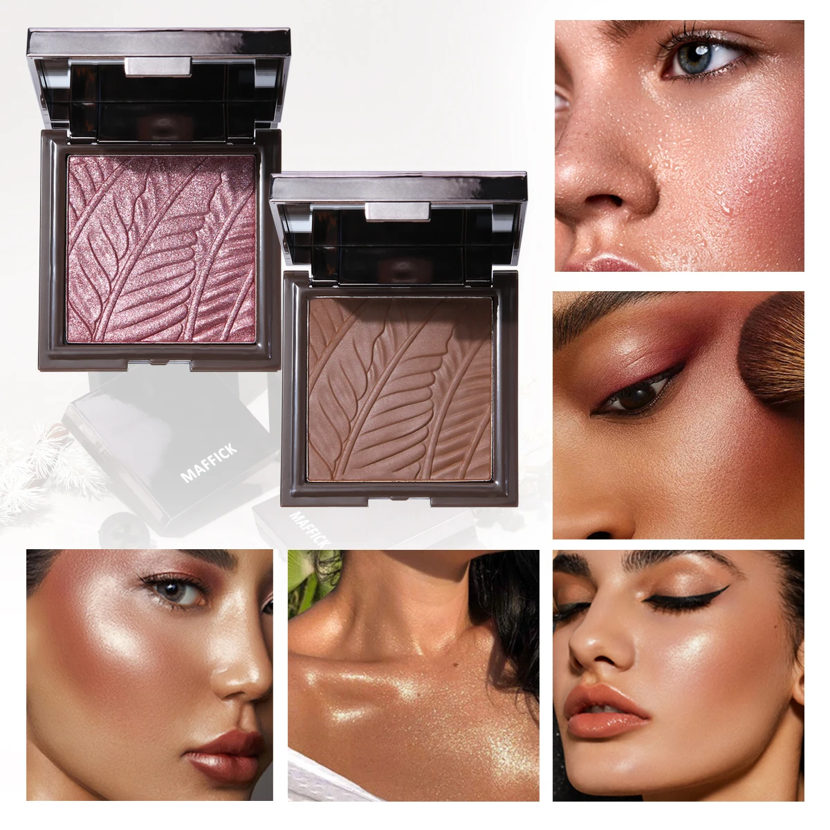 Glisten Highlighter Bronzers Palette Face Shading Grooming Powder Makeup Long-Lasting Face Contouring 3D Nose Contouring Glow